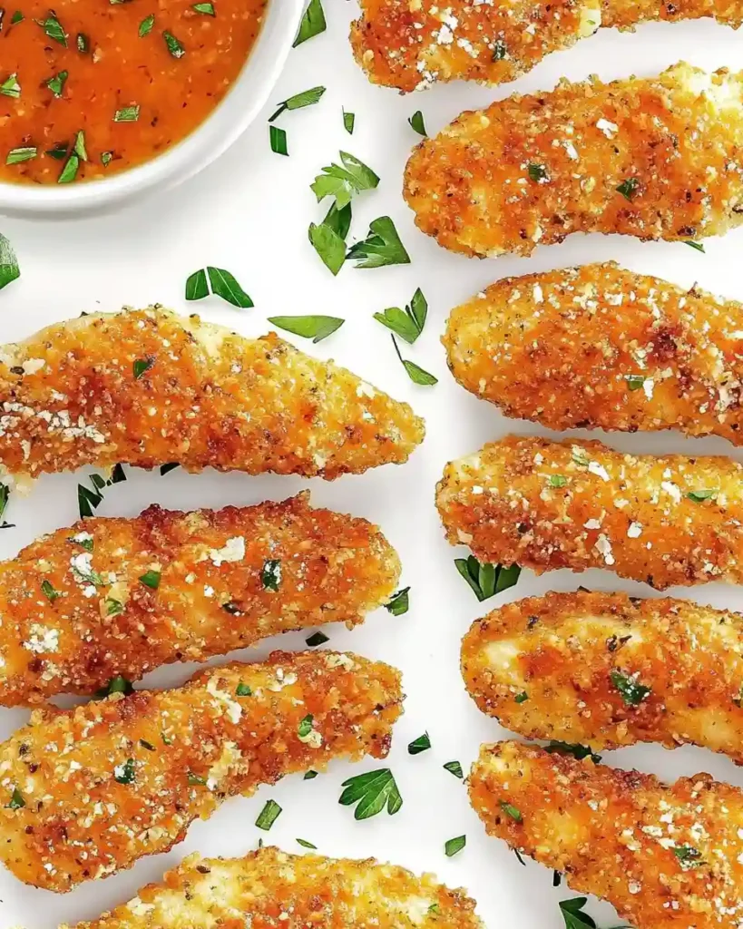 Crispy Baked Chicken Tenders with Garlic Parmesan