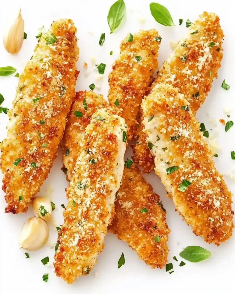 Crispy Baked Chicken Tenders with Garlic Parmesan