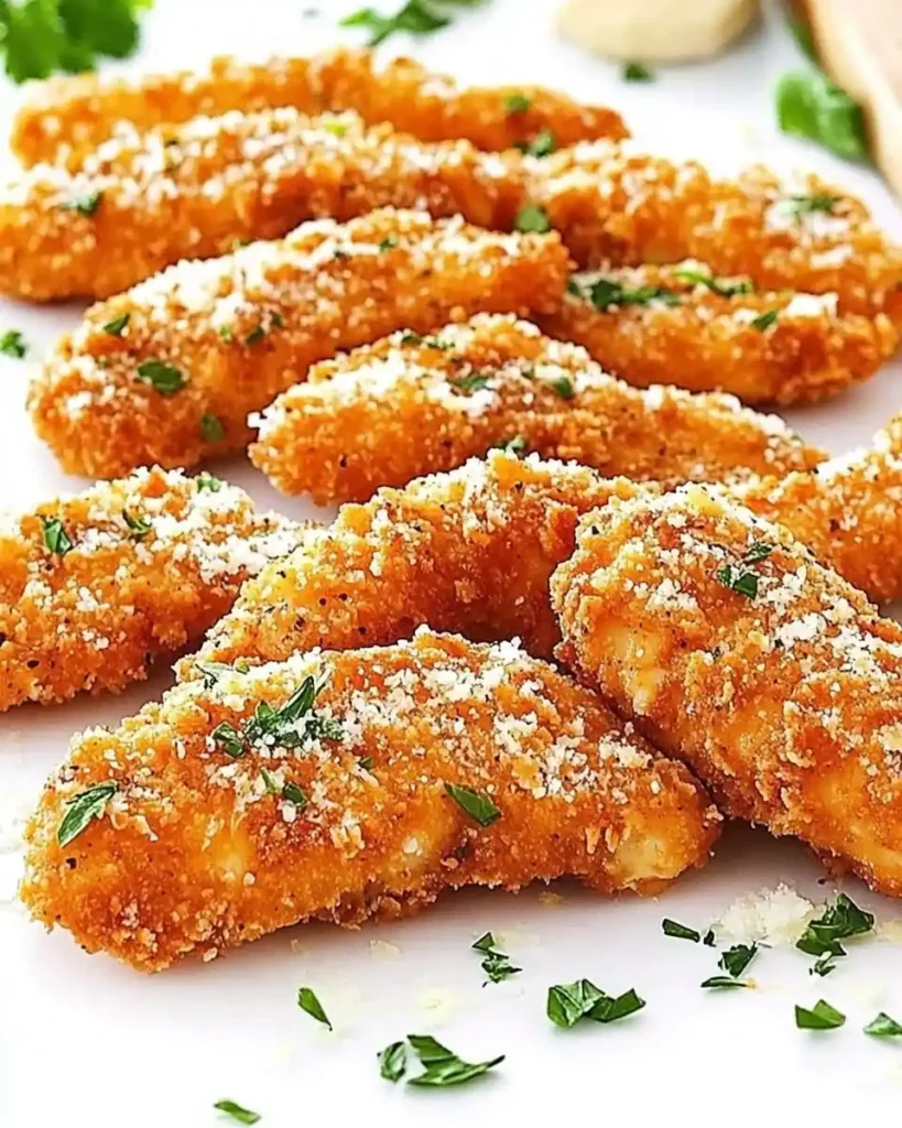 Crispy Baked Chicken Tenders with Garlic Parmesan