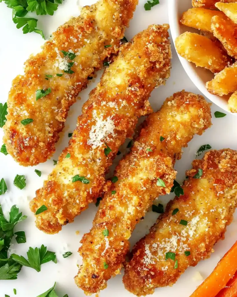 Crispy Baked Chicken Tenders with Garlic Parmesan