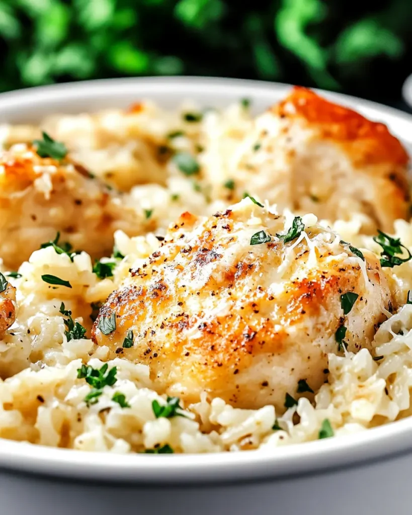 One-Pan Creamy Parmesan Chicken & Rice