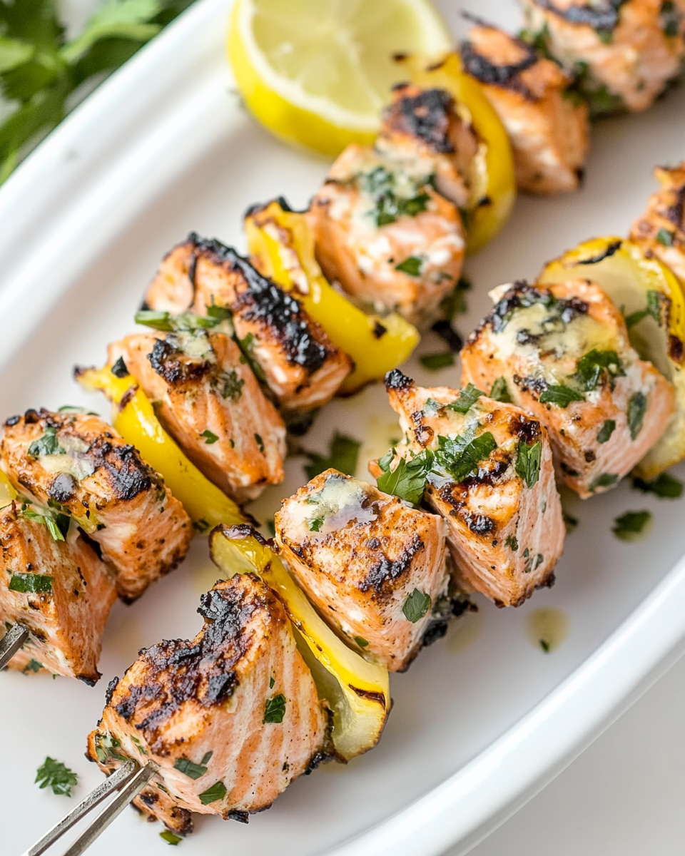 Baked or Grilled Salmon Kabobs