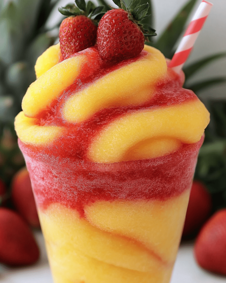 Easy Pineapple Strawberry Swirled Slushies