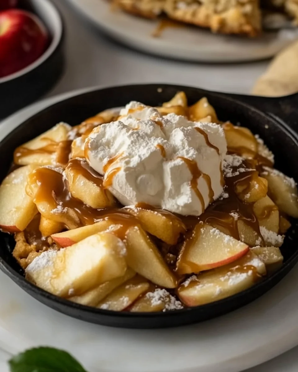 Caramel Apple Skillet Cookie Delight