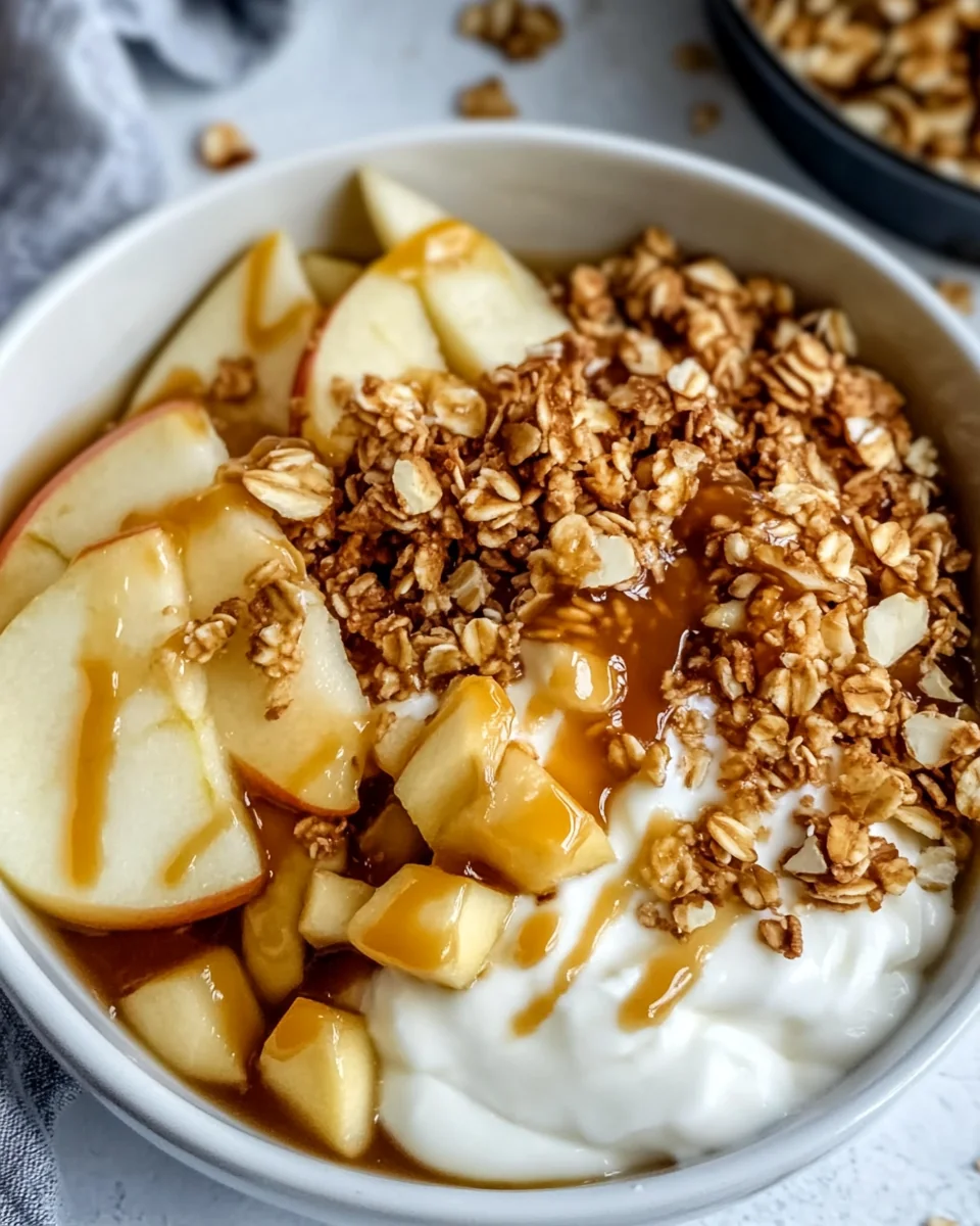 Delicious Caramel Apple Pie Yogurt Bowl