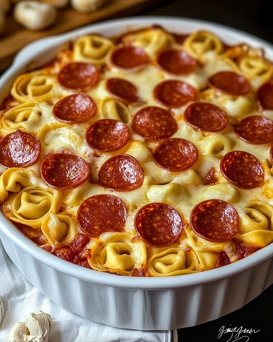 Cheesy Pepperoni Pizza Casserole With Tortellini - additional image