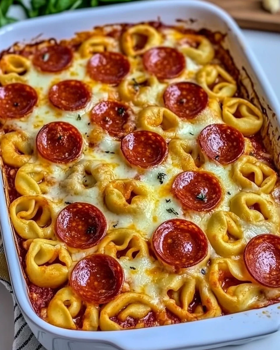 Cheesy Pepperoni Pizza Casserole With Tortellini - additional image
