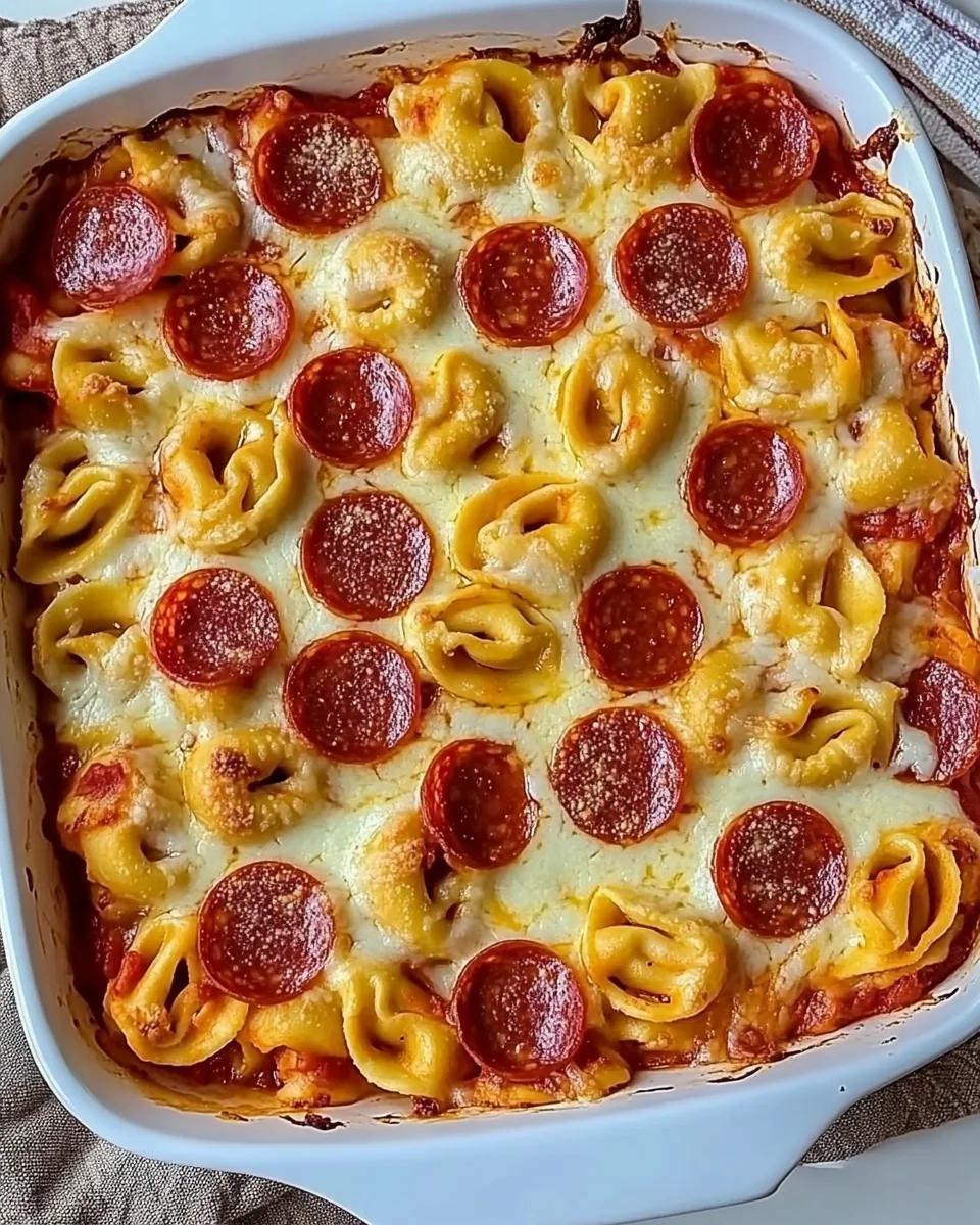 Cheesy Pepperoni Pizza Casserole With Tortellini - additional image