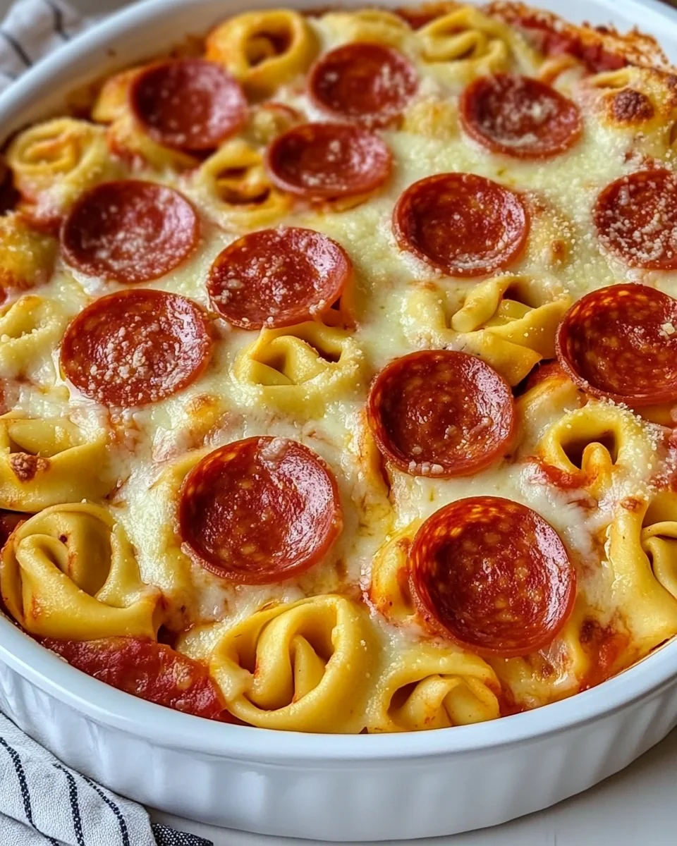 Cheesy Pepperoni Pizza Casserole With Tortellini