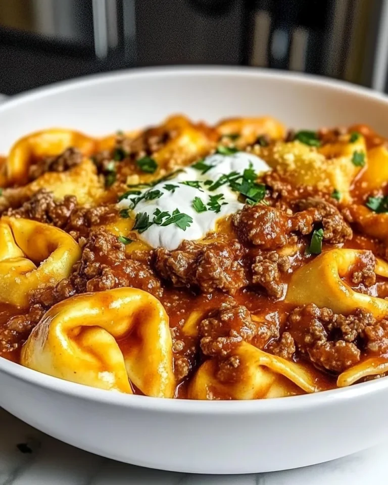 Cheesy Beef Enchilada Tortellini Bake
