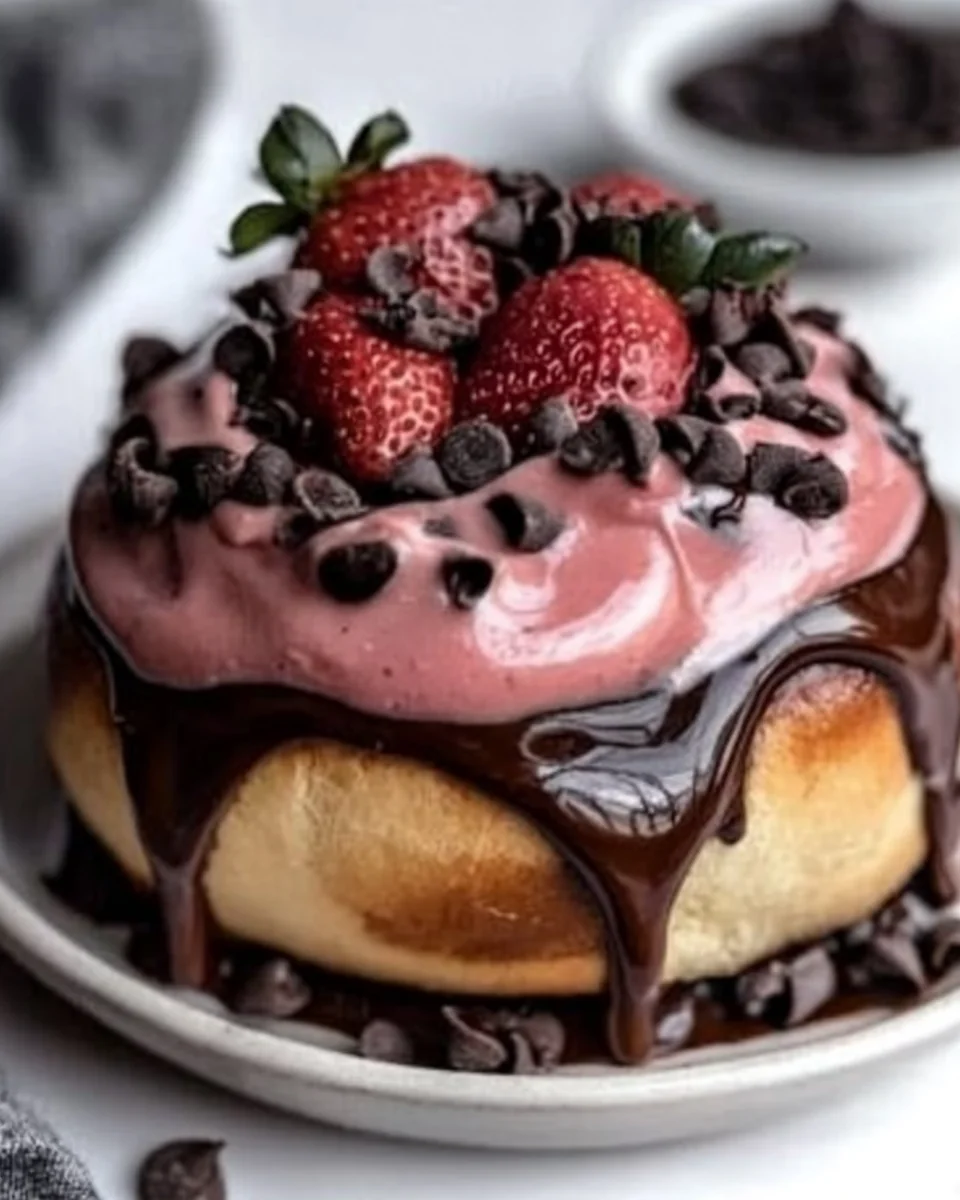 Chocolate Rolls with Fresh Strawberry Cream Cheese Frosting - additional image