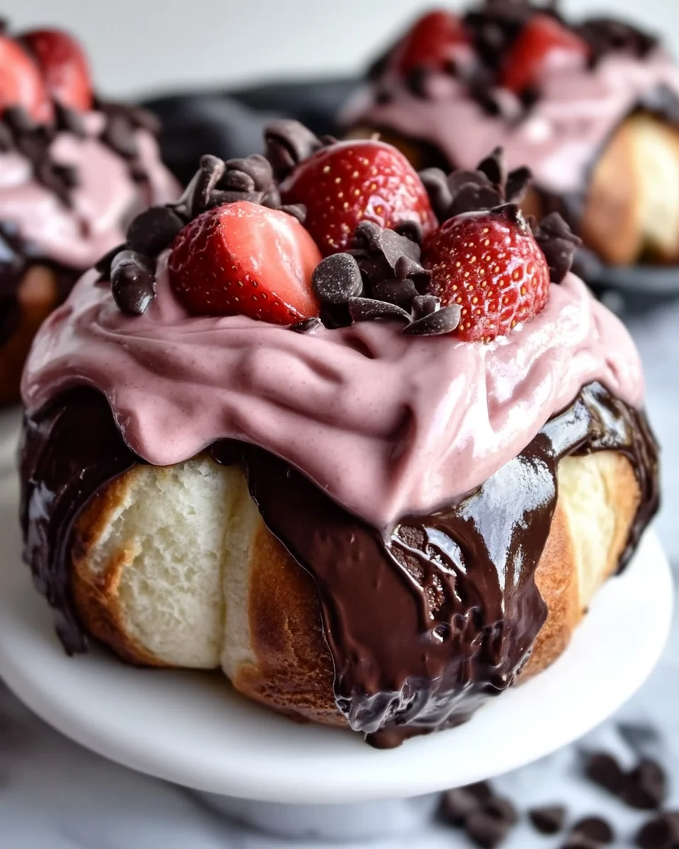 Chocolate Rolls with Fresh Strawberry Cream Cheese Frosting - additional image