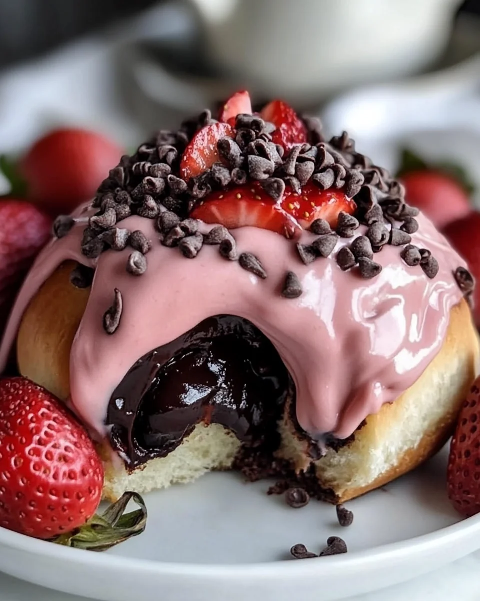 Chocolate Rolls with Fresh Strawberry Cream Cheese Frosting - additional image