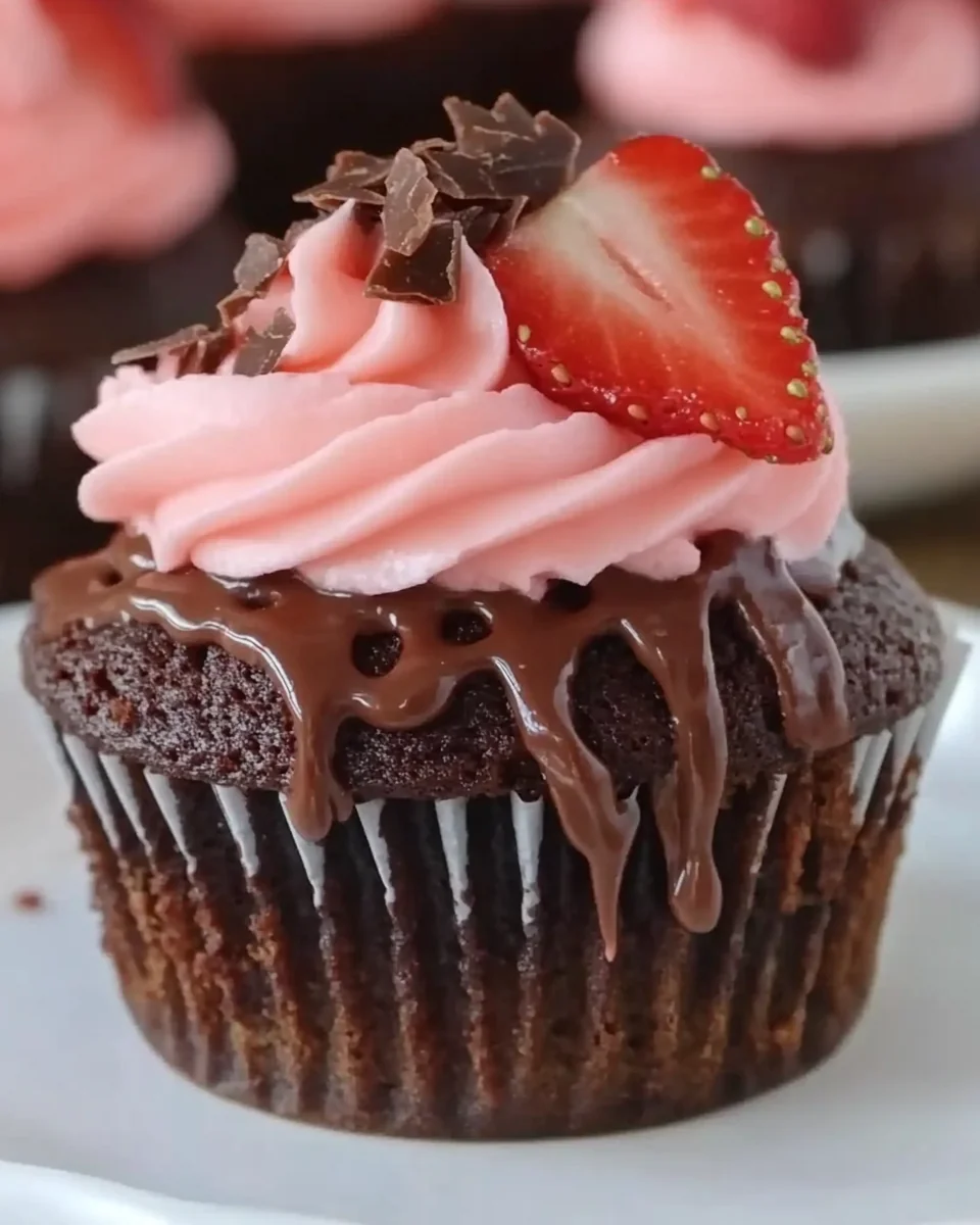 Delicious Chocolate Strawberry Cupcakes