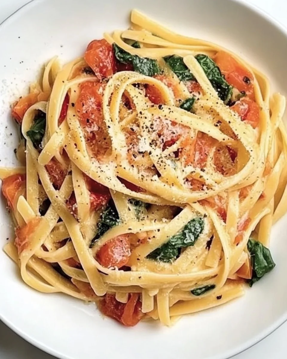 Creamy Spinach and Tomato Pasta Made From Scratch - additional image