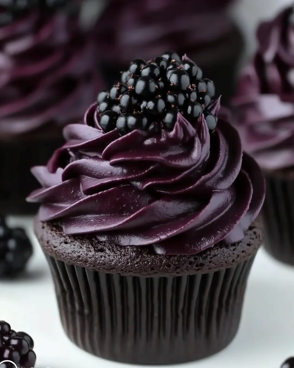 Decadent Dark Chocolate Blackberry Cupcakes - additional image