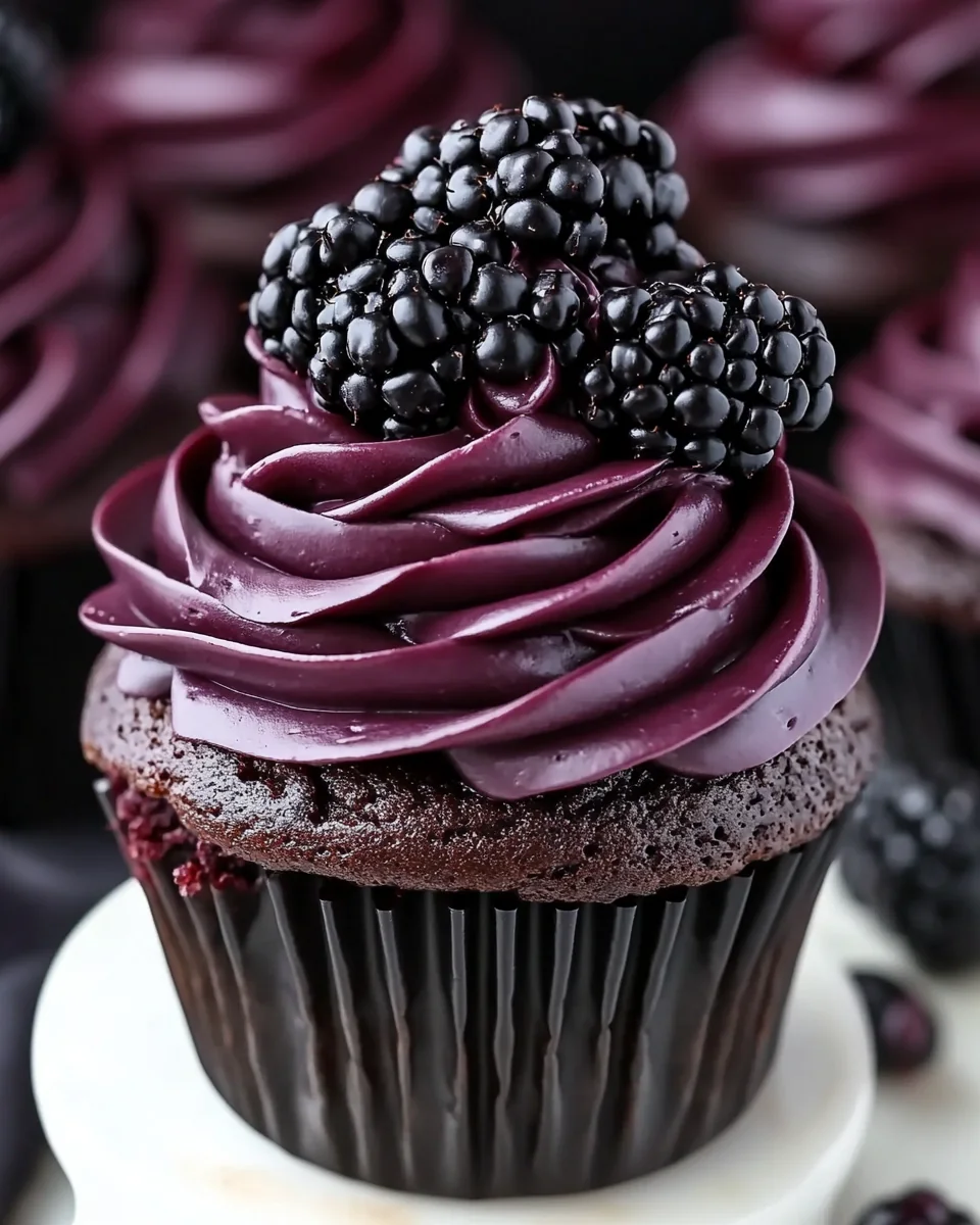 Decadent Dark Chocolate Blackberry Cupcakes