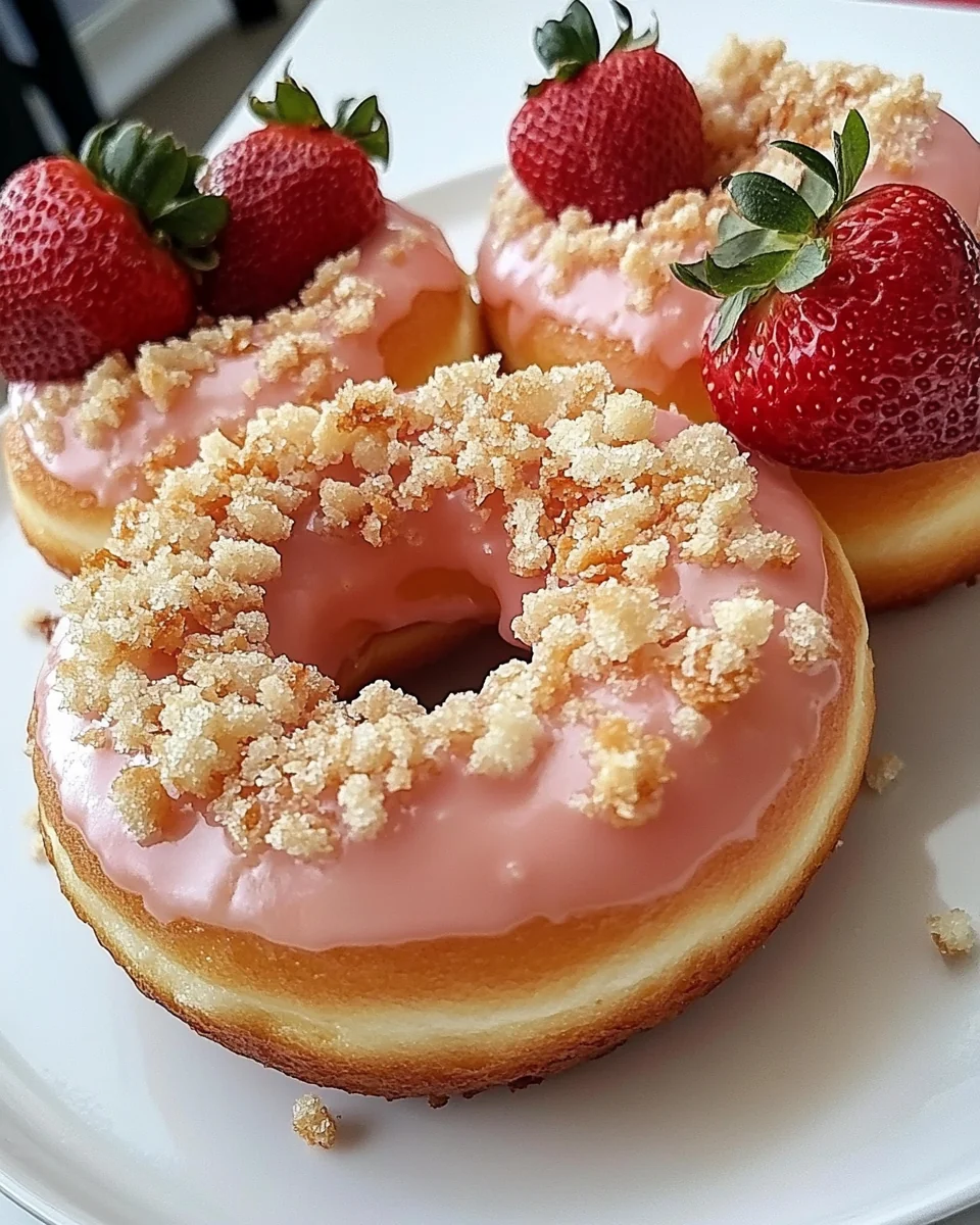 Freshly Glazed Strawberry Crunch Donuts Made From Scratch - additional image