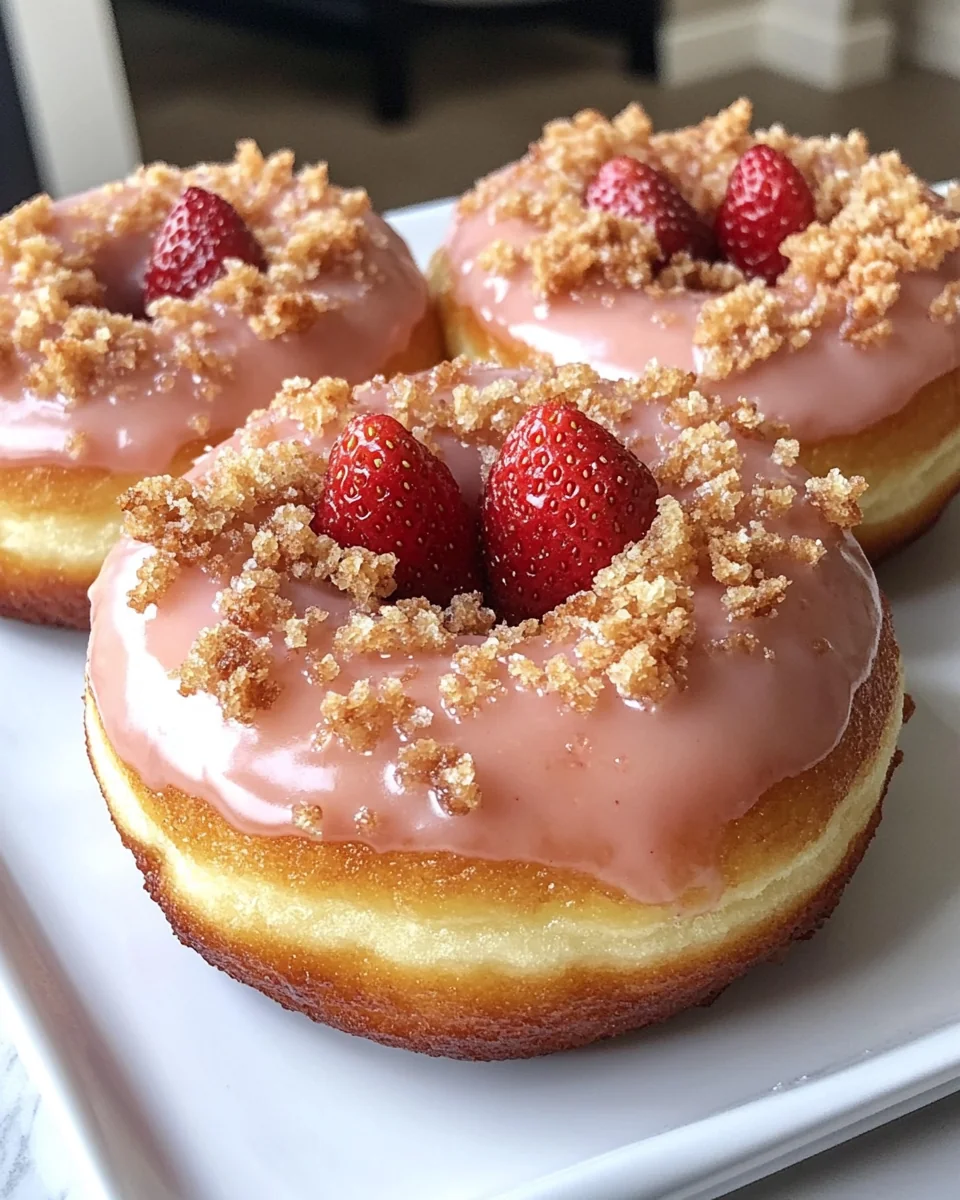 Freshly Glazed Strawberry Crunch Donuts Made From Scratch - additional image
