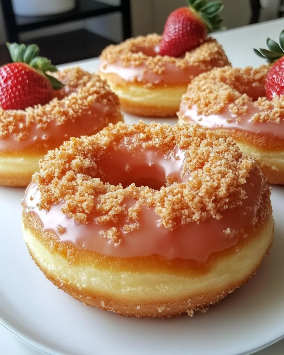 Freshly Glazed Strawberry Crunch Donuts Made From Scratch - additional image