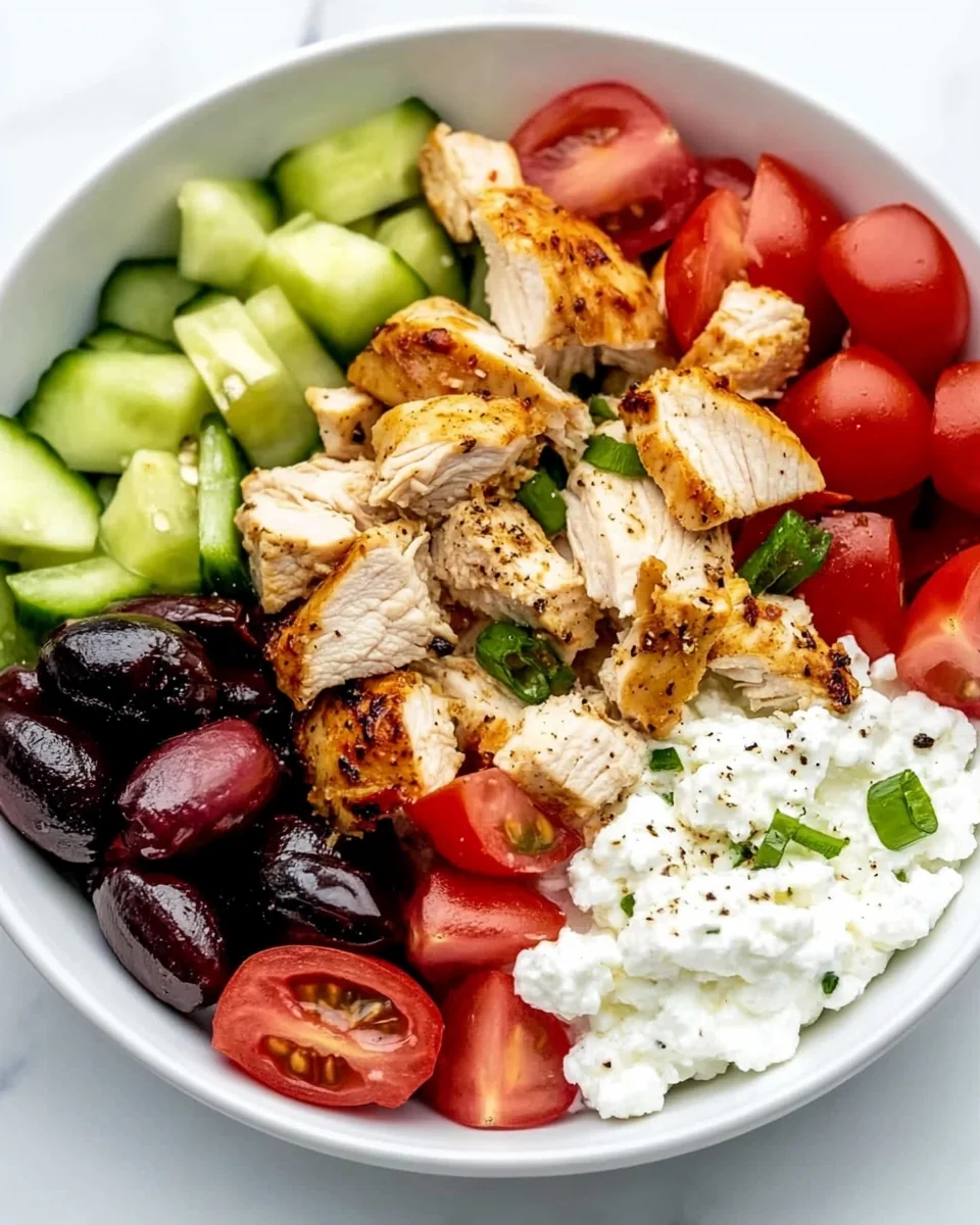 Healthy Greek Chicken Cottage Cheese Bowl