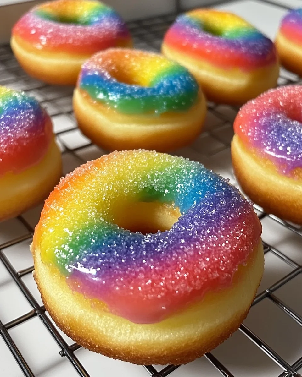 Mini Homemade Rainbow Vanilla Bean Donuts