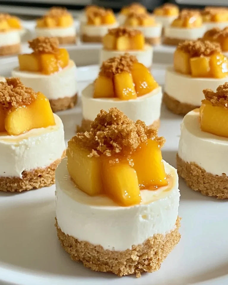 Mini Cheesecakes with Fresh Peach Cobbler Topping