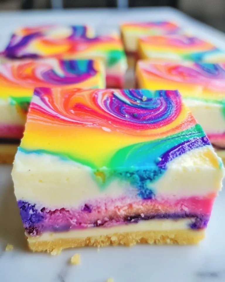 Rainbow Cheesecake Swirl Bars: A Colorful Homemade Delight