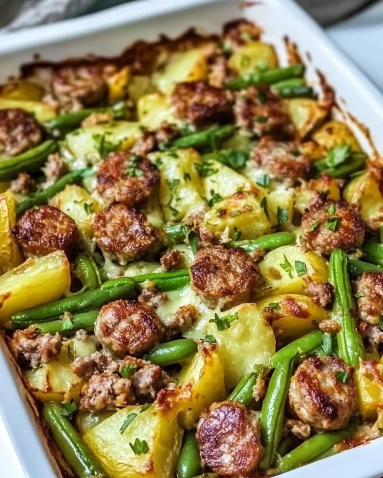 Simple Sausage Green Bean Potato Casserole