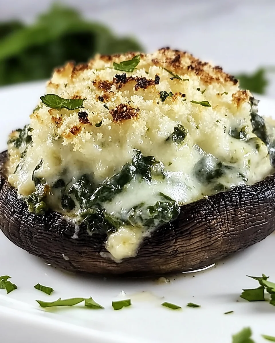 Simple Spinach and Cheese Stuffed Portobello Mushrooms - additional image