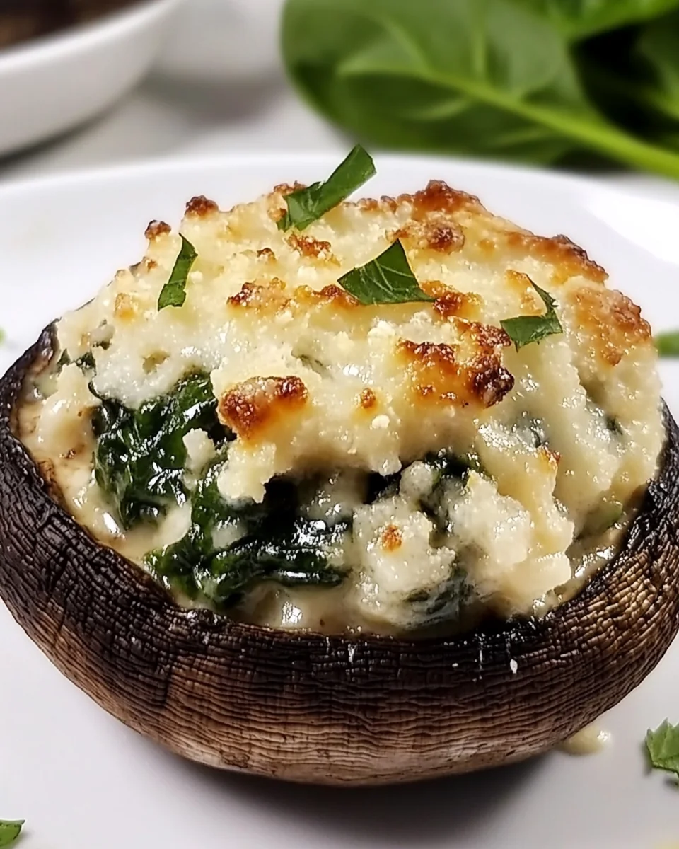 Simple Spinach and Cheese Stuffed Portobello Mushrooms
