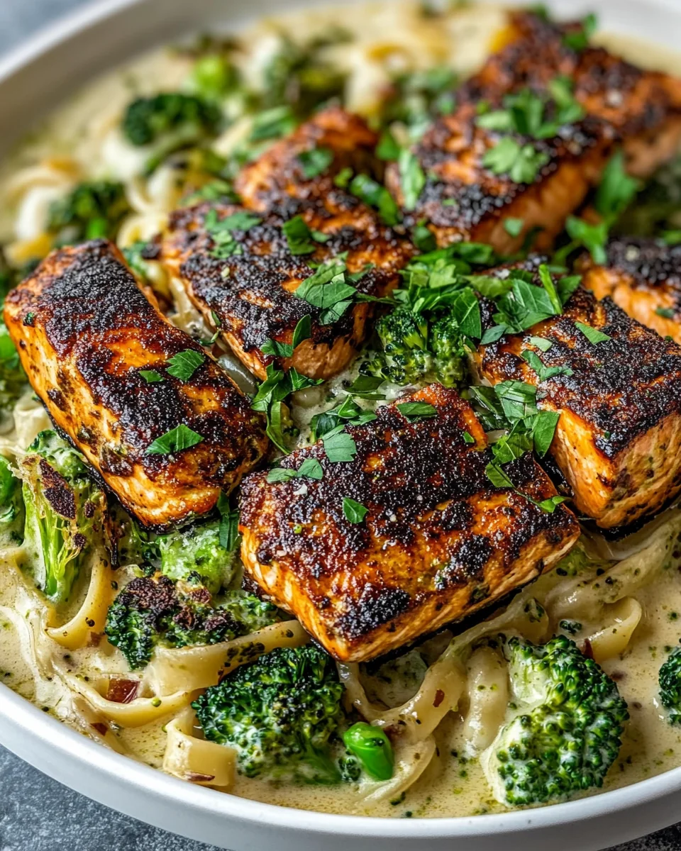 Creamy Blackened Salmon and Broccoli Alfredo - additional image