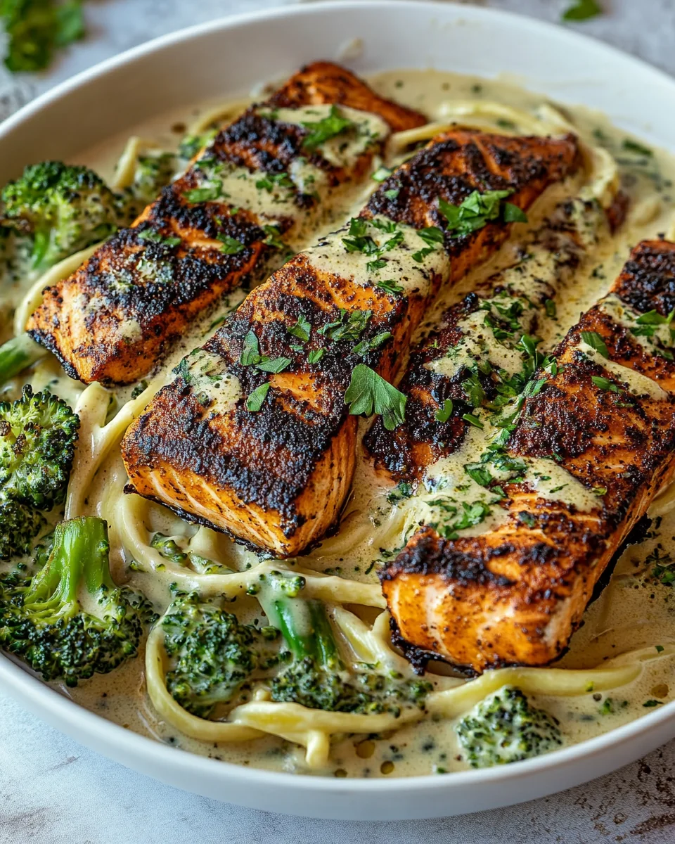 Creamy Blackened Salmon and Broccoli Alfredo - additional image