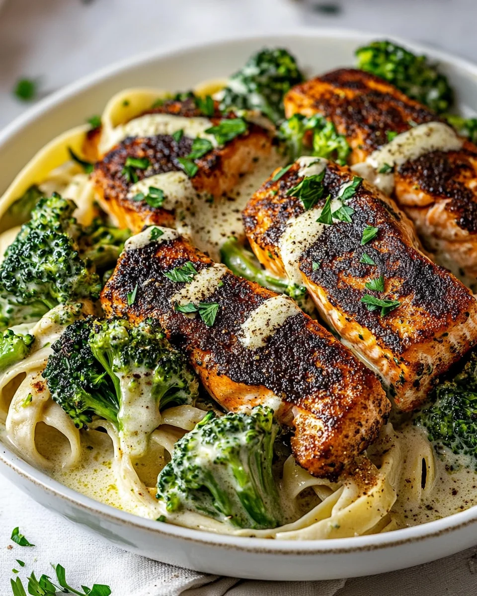 Creamy Blackened Salmon and Broccoli Alfredo - additional image