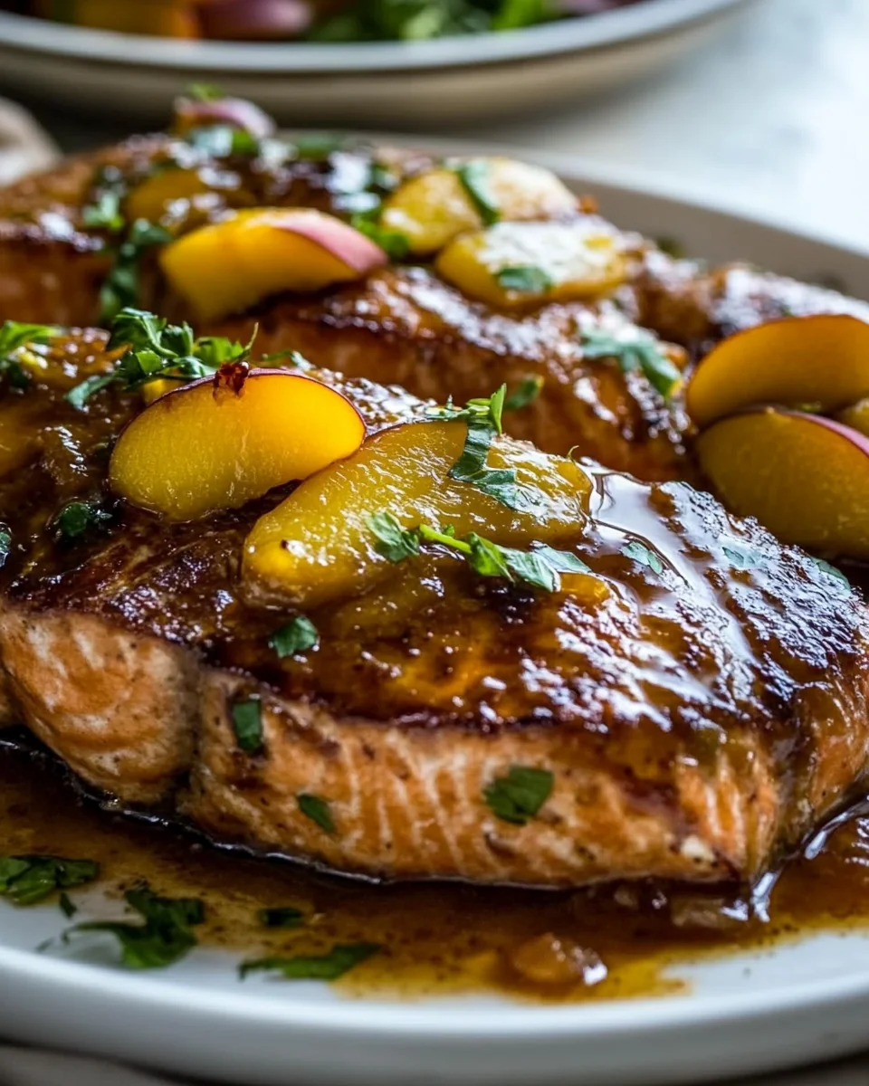 Savory Bourbon Peach Roasted Salmon Recipe - additional image