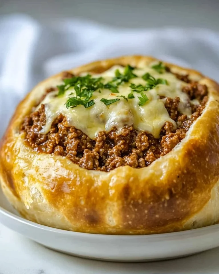 Homemade Sloppy Joes in a Fresh Bread Bowl