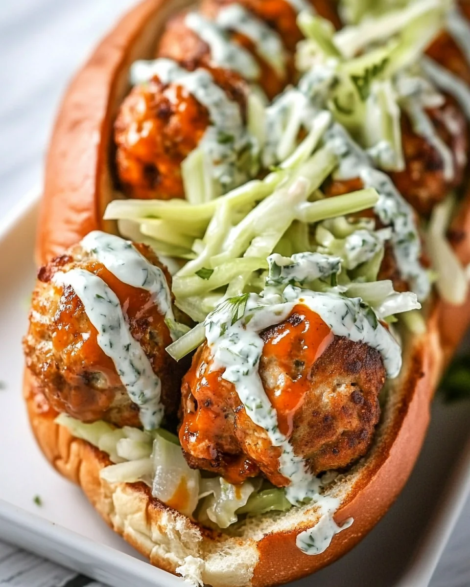 Buffalo Chicken Meatball Sandwich With Fresh Celery Slaw - additional image
