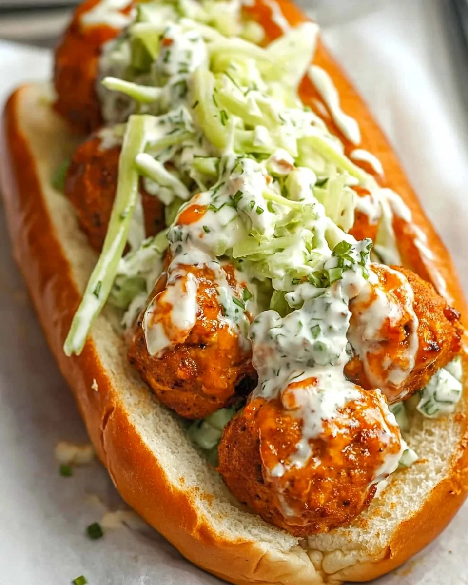 Buffalo Chicken Meatball Sandwich With Fresh Celery Slaw - additional image