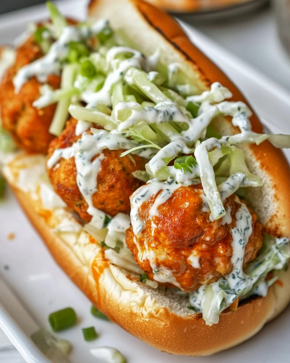 Buffalo Chicken Meatball Sandwich With Fresh Celery Slaw - additional image