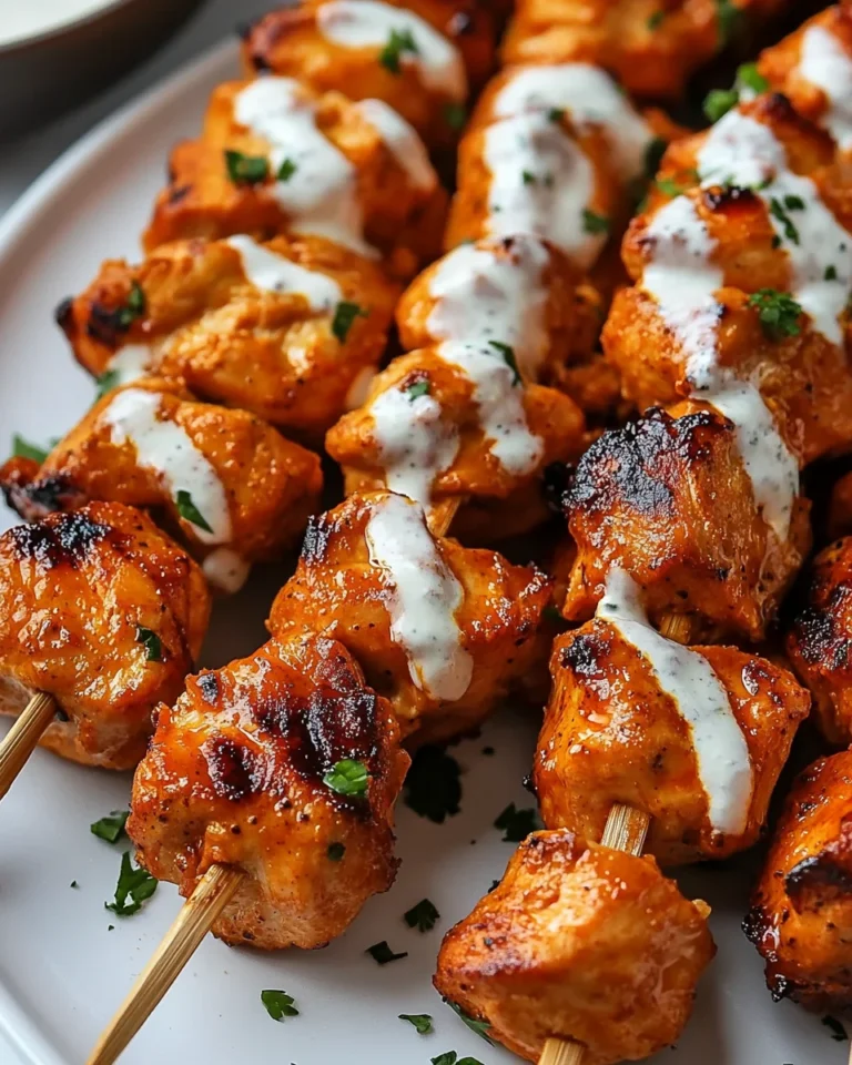 Simple Buffalo Ranch Chicken Skewers