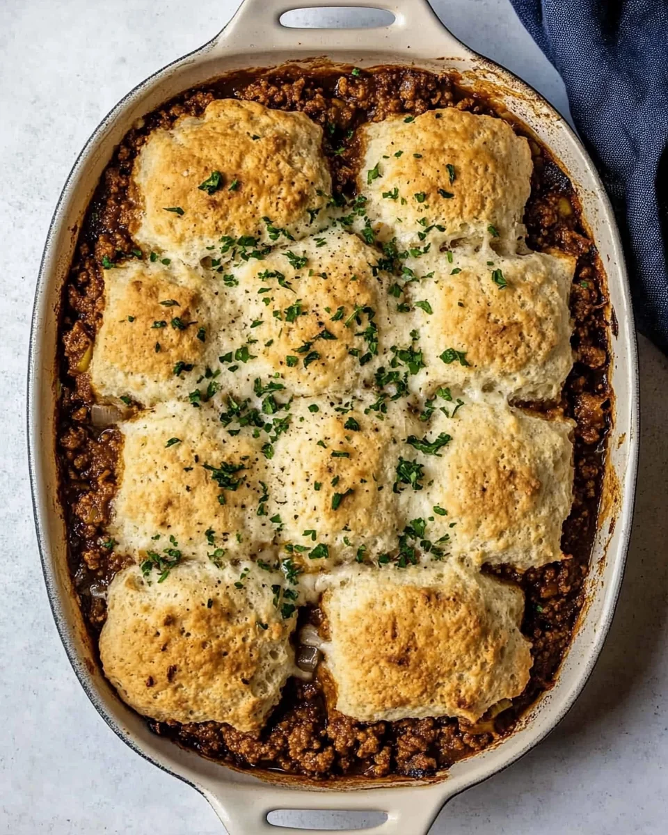 Savory Butter Swim Biscuit Sloppy Joe Casserole