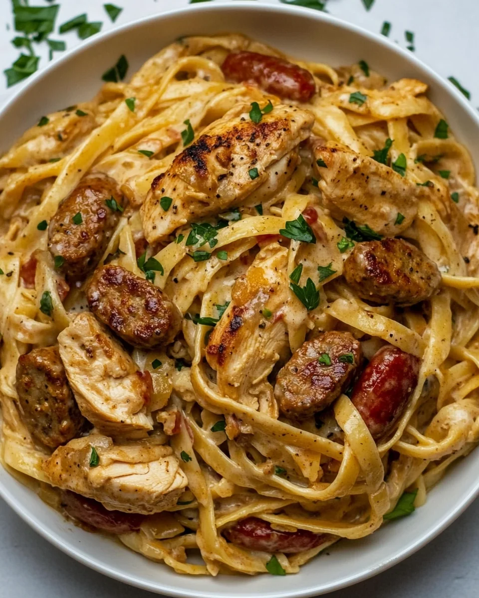 Creamy Cajun Chicken and Sausage Alfredo