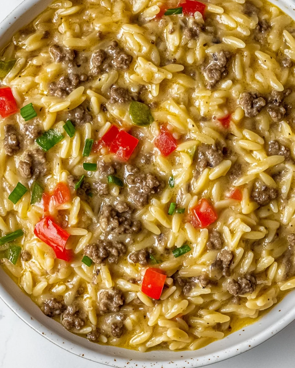 Cheesy Homemade Cheeseburger Orzo Delight