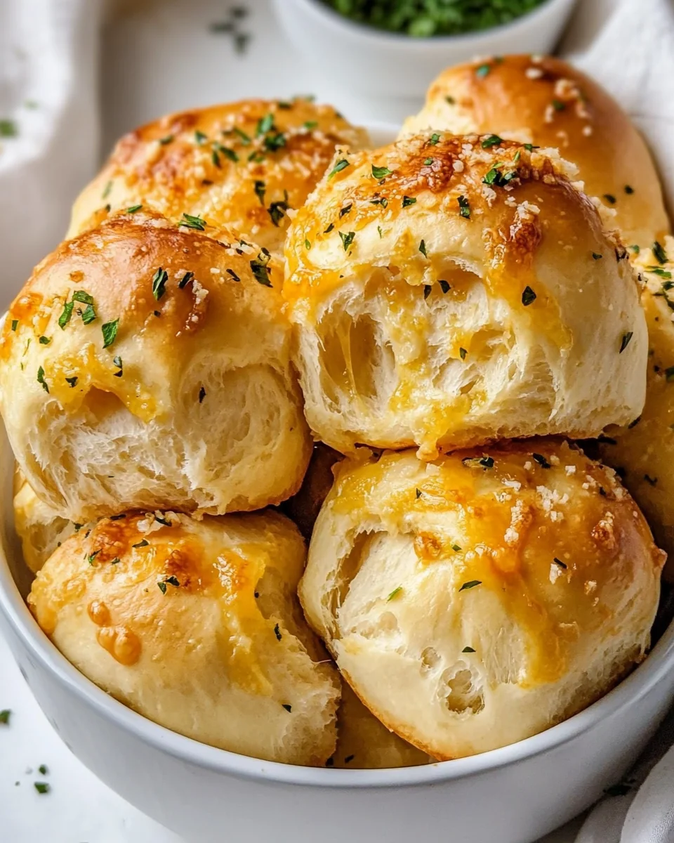 Cheesy Garlic Homemade Dinner Rolls