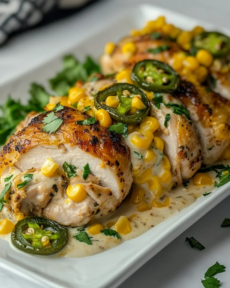 Cheesy Jalapeno Stuffed Chicken with Fresh Creamed Corn