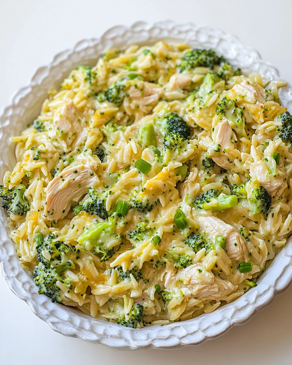 Creamy Chicken and Broccoli Orzo Casserole Delight