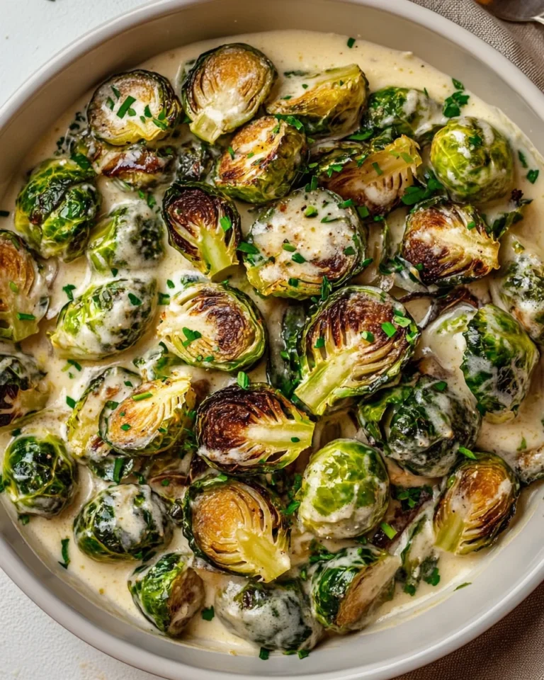 Creamy Garlic Parmesan Brussels Sprouts Recipe