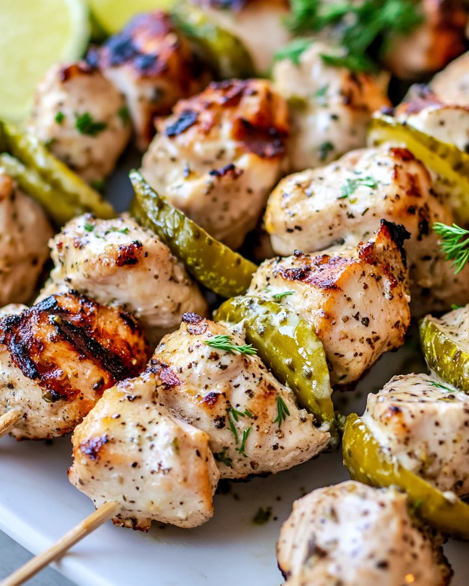 Savory Dill Pickle Ranch Chicken Skewers