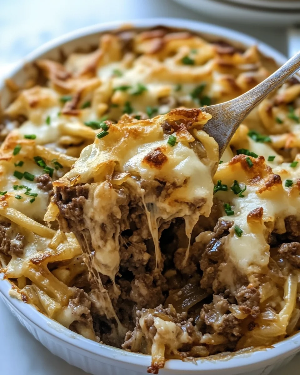 Homemade French Onion Beef Casserole Delight