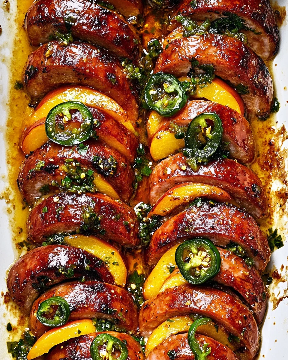 Savory Jalapeno Peach Hasselback Kielbasa Delight - additional image